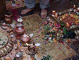 Kathmandu Swayambhunath 34 Colourful Offerings, Candles And Water Outside Hariti Temple 